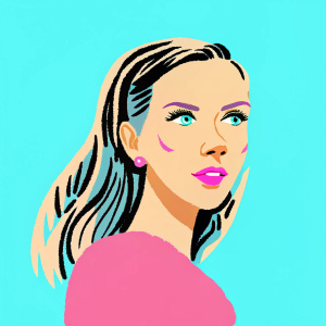 Digital portrait of Scarlett Johansson. Detailed render showcasing her face and hair.