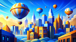 hot weather balloons over a city, urban, international, successful