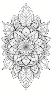  line art, mandala style floral background. Black and White Image, thick lines, well defined lines. Coloring page. No Color, No black Shading. Thick lines. size 8.5x11in. Black and White lines only. Use thick lines. Thick LINES. clear, high definition 