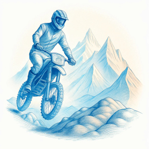 Craft a mesmerizing vector illustration portraying mountain dirt bike. Aim for high quality, utilizing 4k resolution, and adopt a cartoon-style approach. The design should pop on a white background, delivering a unique and captivating vector T-shirt illustration. transparent, white background