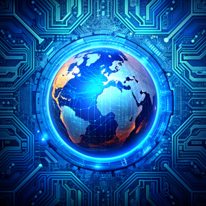 global blue circuit board  background