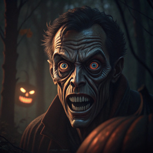 A terrifying face with large, widened eyes and sharp features.