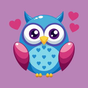sweet owl with hearts "LOVE"