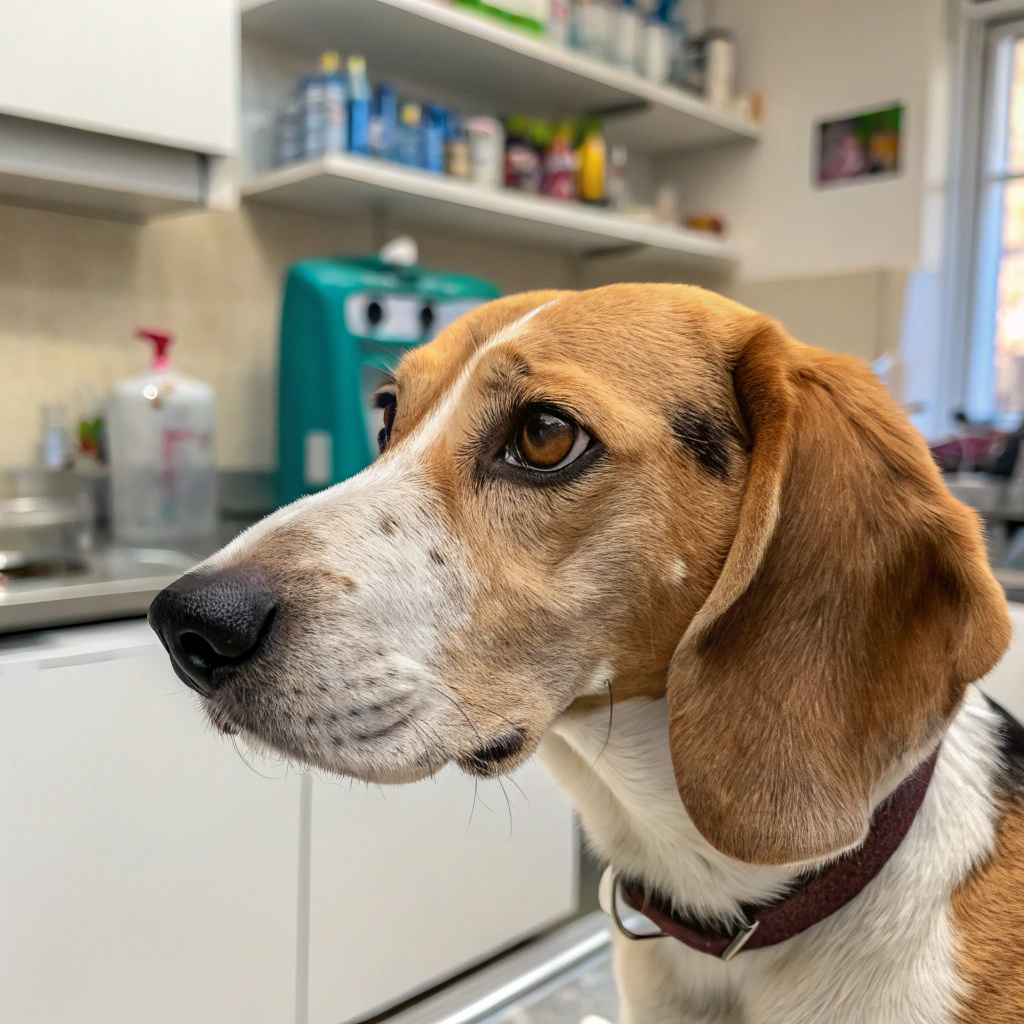 brown discharge in dog's ear
                        