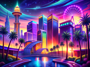 A casino city night background,