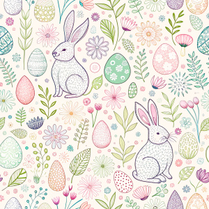 easter minimalist doodles seamless pattern tile, white ground