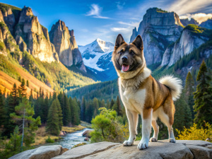 american akita in Yosemite National Park