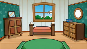 2D paisagem de um quarto vazio de criança minimalista linhas finas