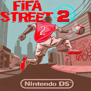 Cover image for 'FIFA Street 2' featuring a soccer player mid-jump. Nintendo DS game