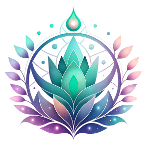 Create a logo that embodies spiritual transformation and growth. The design should integrate alchemical and spiritual symbols, such as a spiral, phoenix, or lotus, in a harmonious and abstract way. Use a color palette of soft golds, gentle purples, teal, and green to evoke a sense of enlightenment, clarity, and renewal. 