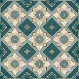 Tiles Design: Generate a seamless pattern that seamlessly blends modern elements with an elegant touch. Incorporate sleek geometric shapes, such as diamonds or rectangles, in a symmetrical and sophisticated arrangement. Choose a refined color palette with muted tones or metallic accents to enhance the overall elegance of the design. Aim for a pattern that exudes contemporary charm while maintaining a timeless and luxurious feel.
