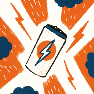 Business card for Thunder Energy Drink featuring brand logo. Dynamic design symbolizing power and energy.