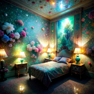 night close real antique bedroom floral print soft pastel  heavy glitter                      
heavy The Bioluminescent super bright light Holographic  Titanium glitter     