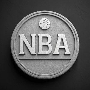 Gray toned NBA logo featuring the acronym 'NBA' in bold, white letters. Prominently displayed on black background.