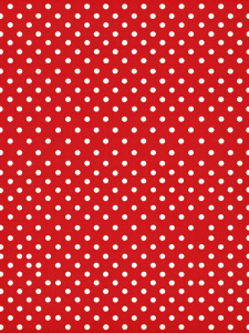 red background with white polka dots