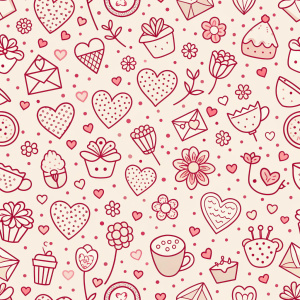 valentine day minimalist doodles for seamless pattern tile, light background