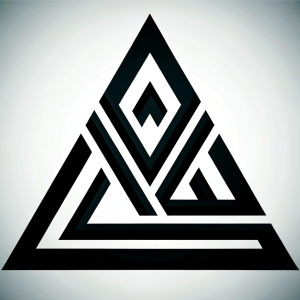 Valknut geometric tattoo design - perfect  high-definition grey and black, white background 