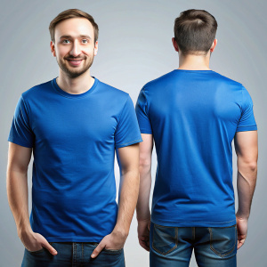 mockup de PLAYERA AZUL rey HOMBRE, FRNETE Y ESPALDA