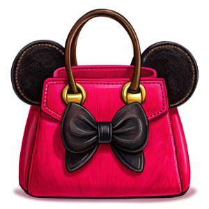Fashion 2d illustration, drawing, black handbag with mickey mouse ears, white background