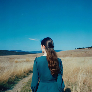 Femme de loin dans la nature