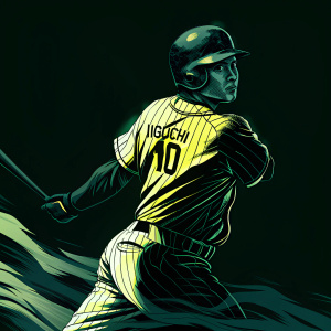 Tadahito Iguchi, baseball player, intense focus. Wearing San Diego Padres uniform. Name 'IGUCHI' and number '10' clearly visible. Dynamic action shot, blurred background, spotlight on player