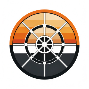 logo, wellen, steuerrad schiff, querschnitt fensterprofil,orange, weiss, schwarz