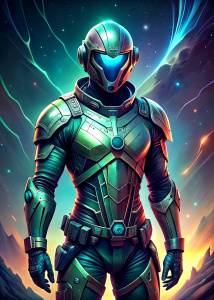 full body from head to floor, arms in front of Scifi asian soldier in a futuristic suit three futuristic a human male general digital art style illustration painting, no mask, have face, use a gun, helmet, turn the left