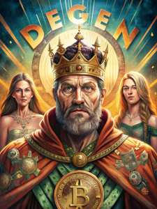 King, crypto, "DEGEN", Bitcoin, photo, women