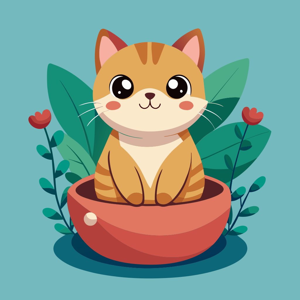 cute cat in a pot