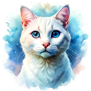 white cat, cute ink sketch style illustration



