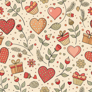 valentine day minimalist doodles for seamless pattern tile, light background