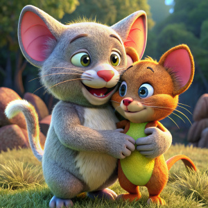 Tom and Jerry hugging each other