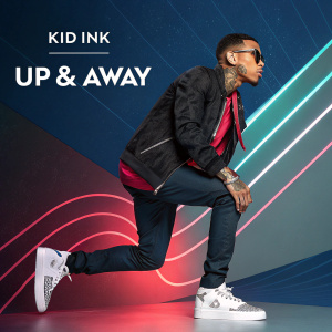 Kid Ink's vibrant and dynamic album cover for 'Up & Away'. A modern and sleek digital art design.
