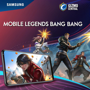 Samsung and Gizmo Central are the proud sponsors of the Mobile Legends Bang Bang tournament. The promotional image showcases dynamic in-game characters. Prizes include first, second, and third place rewards. Registration closes on August 15, 2022. Digital advertisement style.