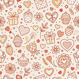 valentine day minimalist doodles for seamless pattern tile, light background