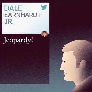 Screenshot from Twitter featuring Dale Earnhardt Jr.'s humorous tweet about Jeopardy!. The tweet includes the Jeopardy! logo and maintains a playful, lighthearted tone.