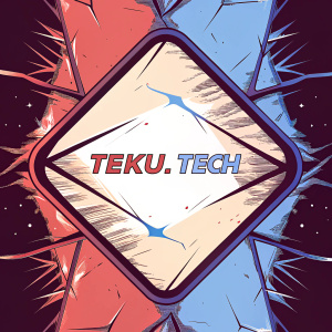 Teku.Tech logo, a sleek and vibrant emblem. Dark background with dynamic lines and dots, modern design highlighting technological innovation.