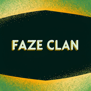 Modern logo design for Faze Clan. Black background. Company name in sleek, white sans-serif font.