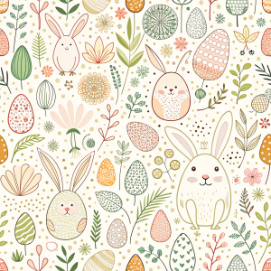 easter minimalist doodles seamless pattern tile, white ground