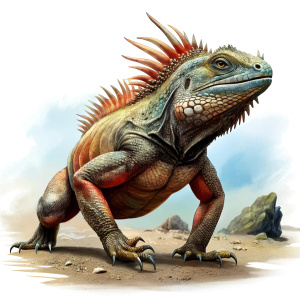 Galápagos land iguana running runs