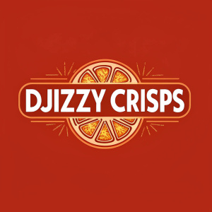 Djizzy Crisps logo. Bold, sleek design. Main color: orange-red. Simple, modern font.