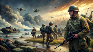generates an animated and hyper-realistic image of soldiers getting ready for World War II