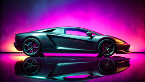 One supercar, new concept, Racing, side view, dark style