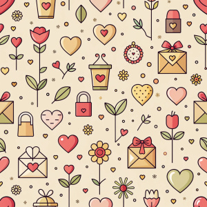 valentine day minimalist doodles for seamless pattern tile, light background