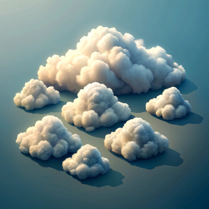 2d  light simple clouds in isometry for game map on neutral backgrounds