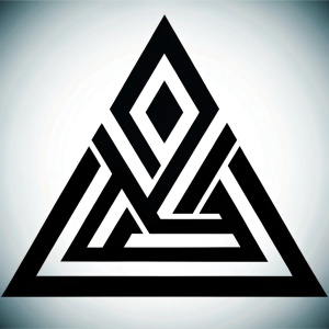 Valknut geometric tattoo design - perfect  high-definition grey and black, white background 