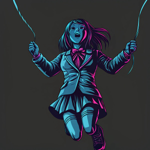 Ochako Uraraka mid-air, floating with her Quirk, dynamic expression. Against a solid black background