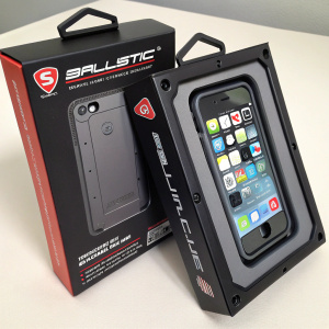 Ballistic iPhone 5/5S rugged case packaging. Box is sealed, with brand logo prominently displayed.