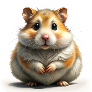 Realistic of a complete full body, Hamster, solid stark white background, 