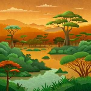 57.	Comoe National Park (Ivory Coast) - Savanna woodlands and gallery forests.